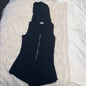 Sexy black cotton romper with hood
